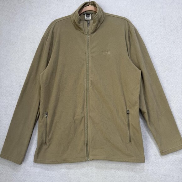 North Face Jacket Mens XL Tan Full Zip TKA 100 Fleece Outdoor Hiking Lightweight - Picture 1 of 11